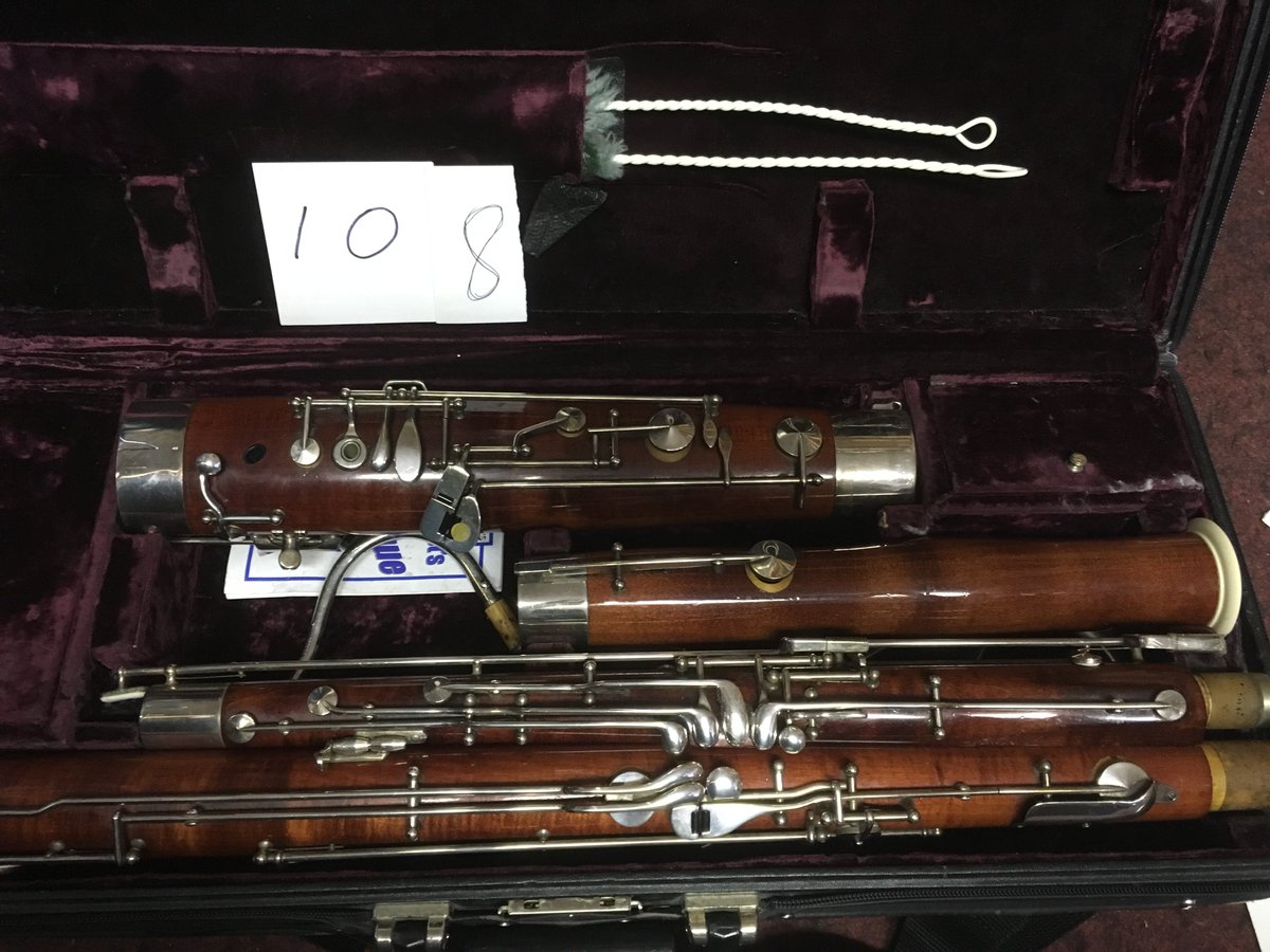 One of our bassoons was stolen on Friday 22nd June. Crime number 44180234226 <a href="/ASPolice/">Avon and Somerset Police</a> Wooden Bassoon labelled "Oscar Wolfr", repair to the bottom joint which will be identifiable by the repairer. Please NOTE pic is not the case in which the bassoon was stolen. Please RT
