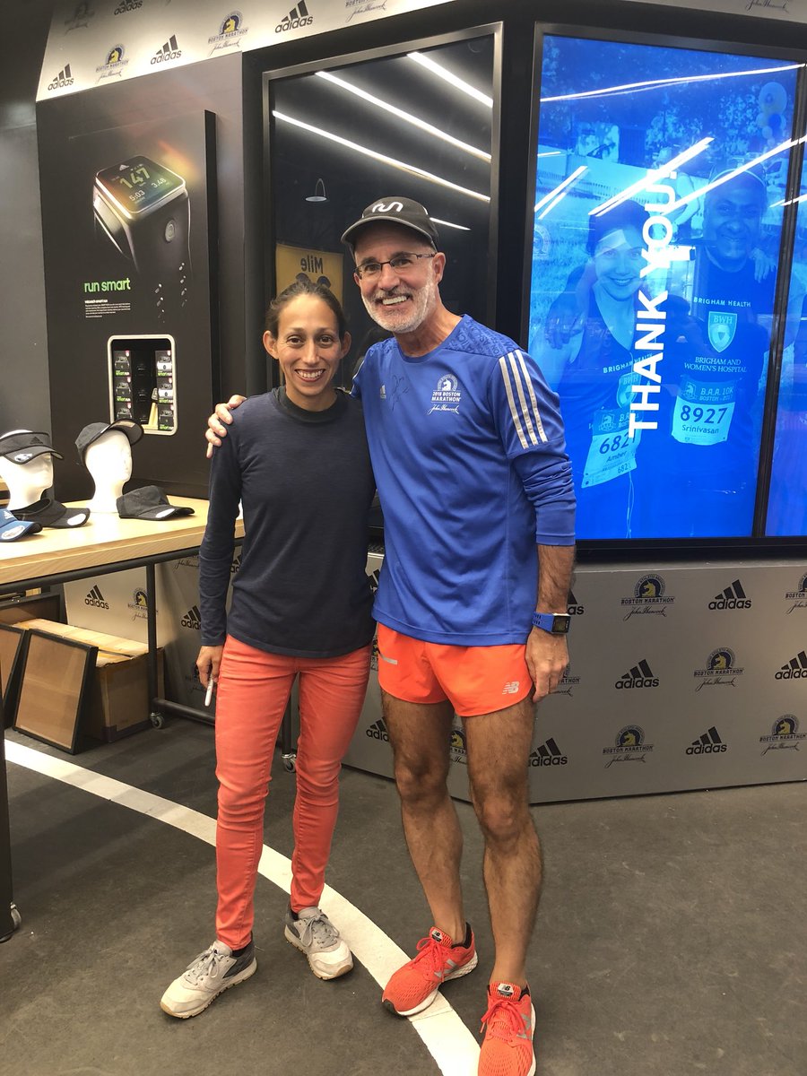 Fanboying with the 🦄🦄<a href="/bostonmarathon/">Boston Marathon</a> champ <a href="/des_linden/">des_linden</a> #BAA10k #bostonmarathon