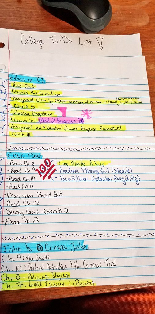 Nick99_Short's tweet photo. My college To-Do List before next Friday! I finished all the yellow things already... NO weekend for me but its worth it in the long run!!!#HigherEducation #SummerReading #MidtermExams
#WorkingAhead https://t.co/bsVaX7sQLQ