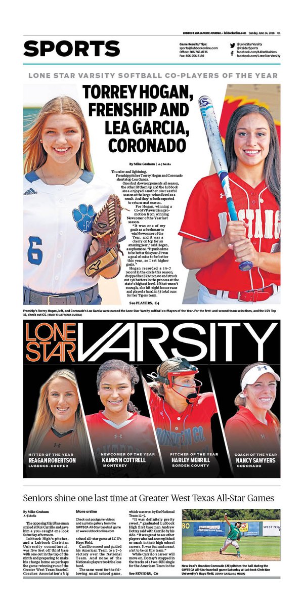 cmsilvajr's tweet photo. LSV Softball Super Team publishes Sunday in the Avalanche-Journal. We'll release the first and second teams in the morning on @LoneStarVarsity. Congrats to all and great work by @AJ_MikeGraham.
 
For more, https://t.co/A3jxwhsKI0 @APSE_sportmedia https://t.co/xWNpdyrHTL