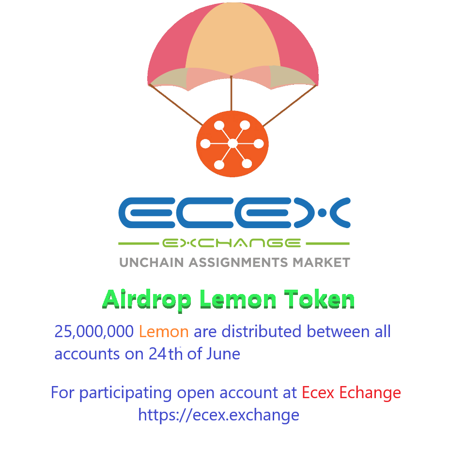EcexExchange's tweet photo. AIRDROP #19 - 25 000 000 LEMON tokens will be distributed 24th of June between the Ecex Exchange accounts.
https://t.co/xFvqCPKW13 @lemoncommunity https://t.co/ep51Y2e913 #LEMON #LEMONTOKEN #Airdrop #EcexExchange #Ecex #ZIG #Ziggurat https://t.co/66441vYppQ
