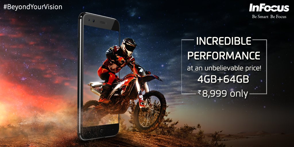 InFocus_IN's tweet image. Get yourself a smartphone that can #CaptureItAll!
4GB RAM meets 64GB ROM to create #InFocusSnap4, the premium performer available at just INR 8,999 only on @amazonIN: amzn.to/2kpOQ8v