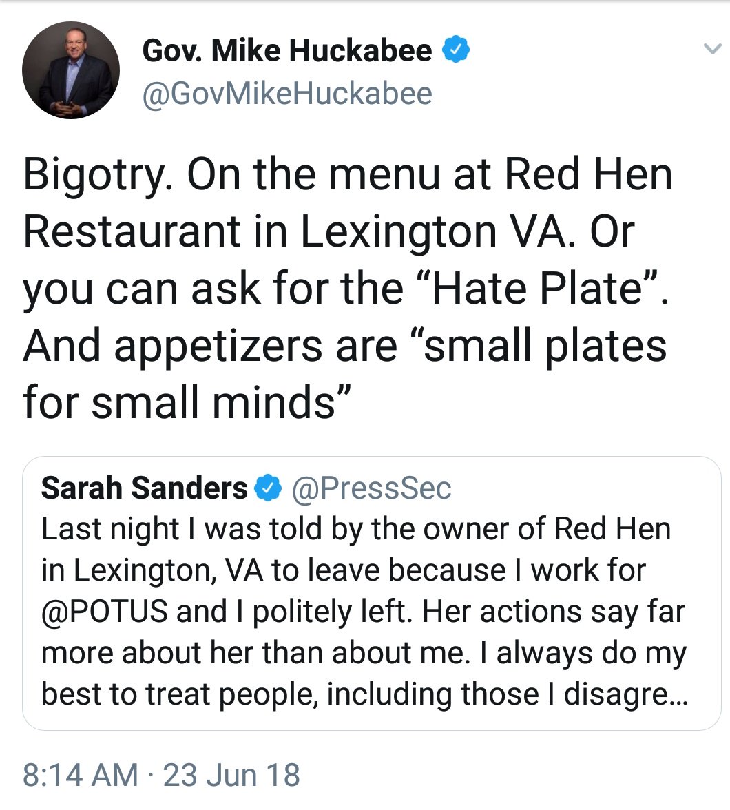 wkamaubell's tweet photo. Imagine being this hypocritical? Then imagine at the same time claiming you are a man of God. Then imagine that your daughter gets kicked out of a restaurant &amp; you can't think of better jokes than "small plates for small minds". https://t.co/RXur9c52tc