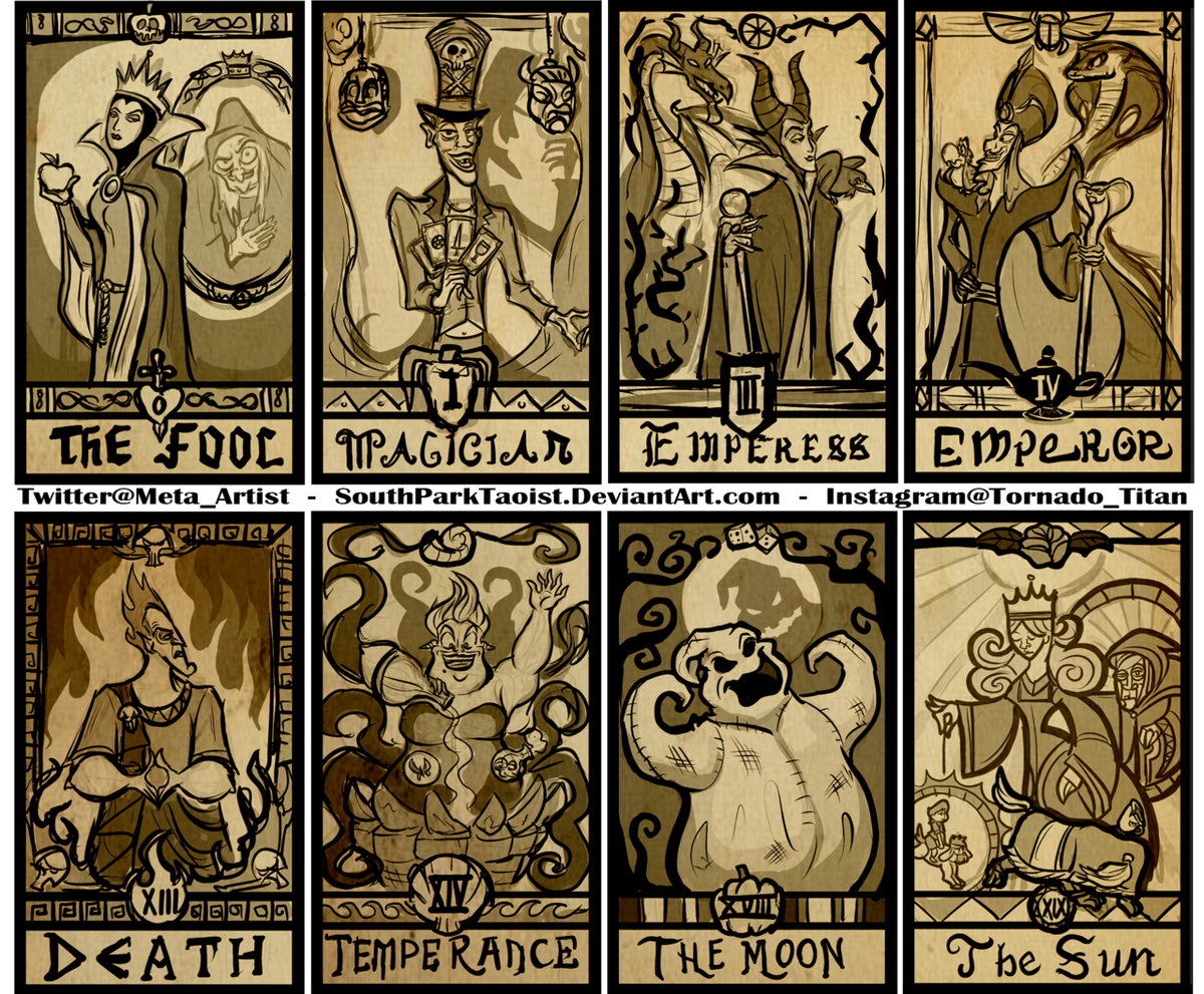 Work in progress of my Disney Villain tarot deck.