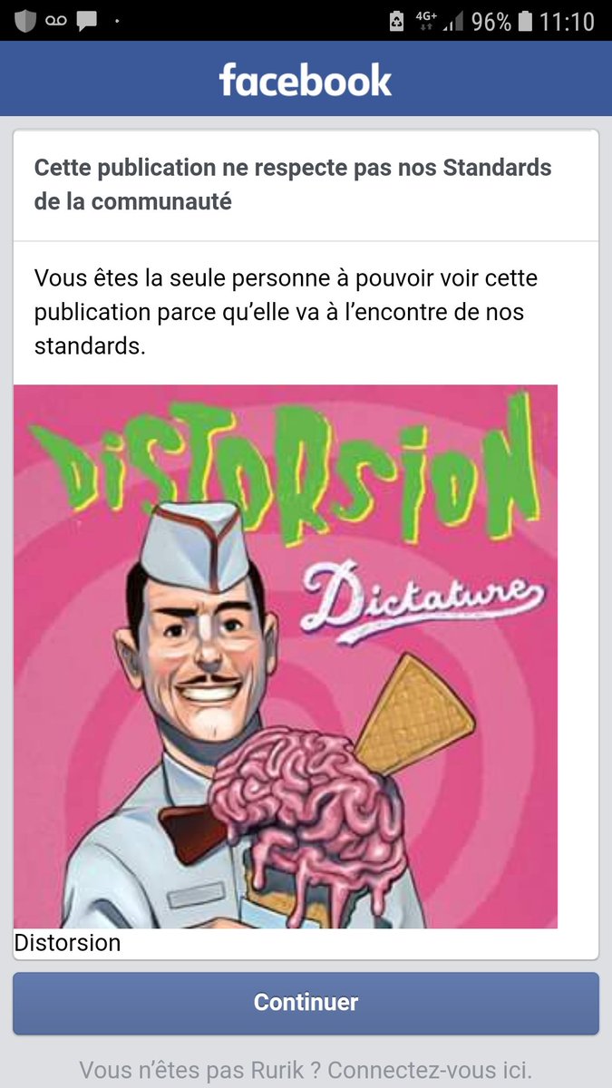 iciDistorsion's tweet photo. Va t-on mesurer la gravité de cette #censure incroyablement réac et #moraliste, ce dangereux #rétropédalage culturel qui dévore les réseaux sociaux et notre monde qu'ils voudraient #standardiser? Disto hors-ligne sur @facebook, comptes bloqués, gendarme dans les têtes.
#dictature https://t.co/AuueAGngH5