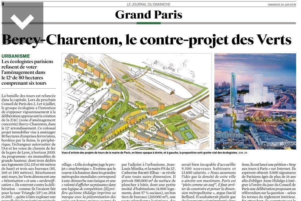 [🗞] Dans le sud du 12e arrondissement de Paris, 6 tours sont prévues, un projet des années 70, démesuré et anti-ecolo.
Dans le <a href="/leJDD/">Le JDD</a>, nous proposons un autre projet, pour une ville apaisée, plus conviviale, à taille humaine 🌻 🏡
➡️ lc.cx/m2AG