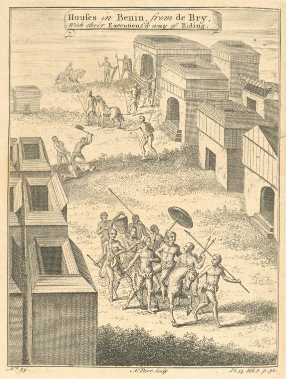 A European illustration of Benin City, 1730s, via Thomas Astley.