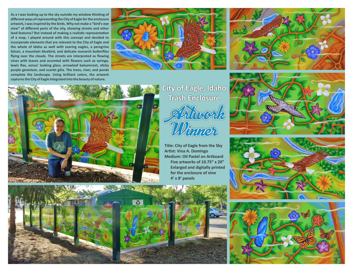 vinamous's tweet photo. My winning artwork used on the trash enclosure for the City of Eagle, ID https://t.co/1EK5XC0Oau