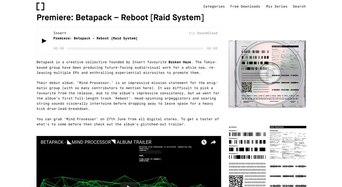 BetaPackJP's tweet image. ///// Insert - PREMIERE ///// @WeAreInsert 
BETAPACK - REBOOT (from MIND PROCESSOR)
weareinsert.com/audio/premiere…