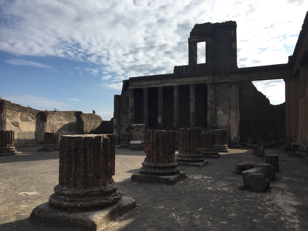 UD_Takes_Europe's tweet photo. (Saturday): View from Vietri sul Mare-Amalfi train station, Mt. Vesuvius from Herculaneum, Hike up Vesuvius and look down on Pompeii, and Pompeii! https://t.co/bXmsv6nwVS