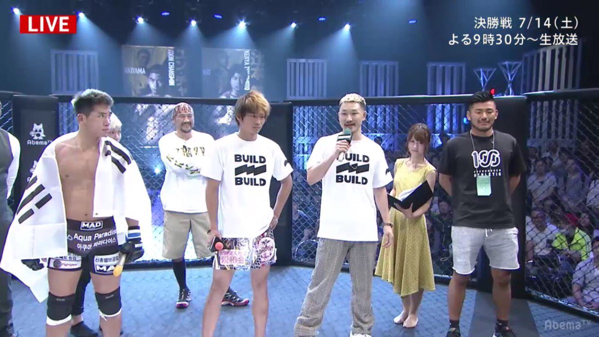 昨日の格闘代理戦争、山本KID徳郁推薦選手、辻本拳也選手32秒KO勝ちで