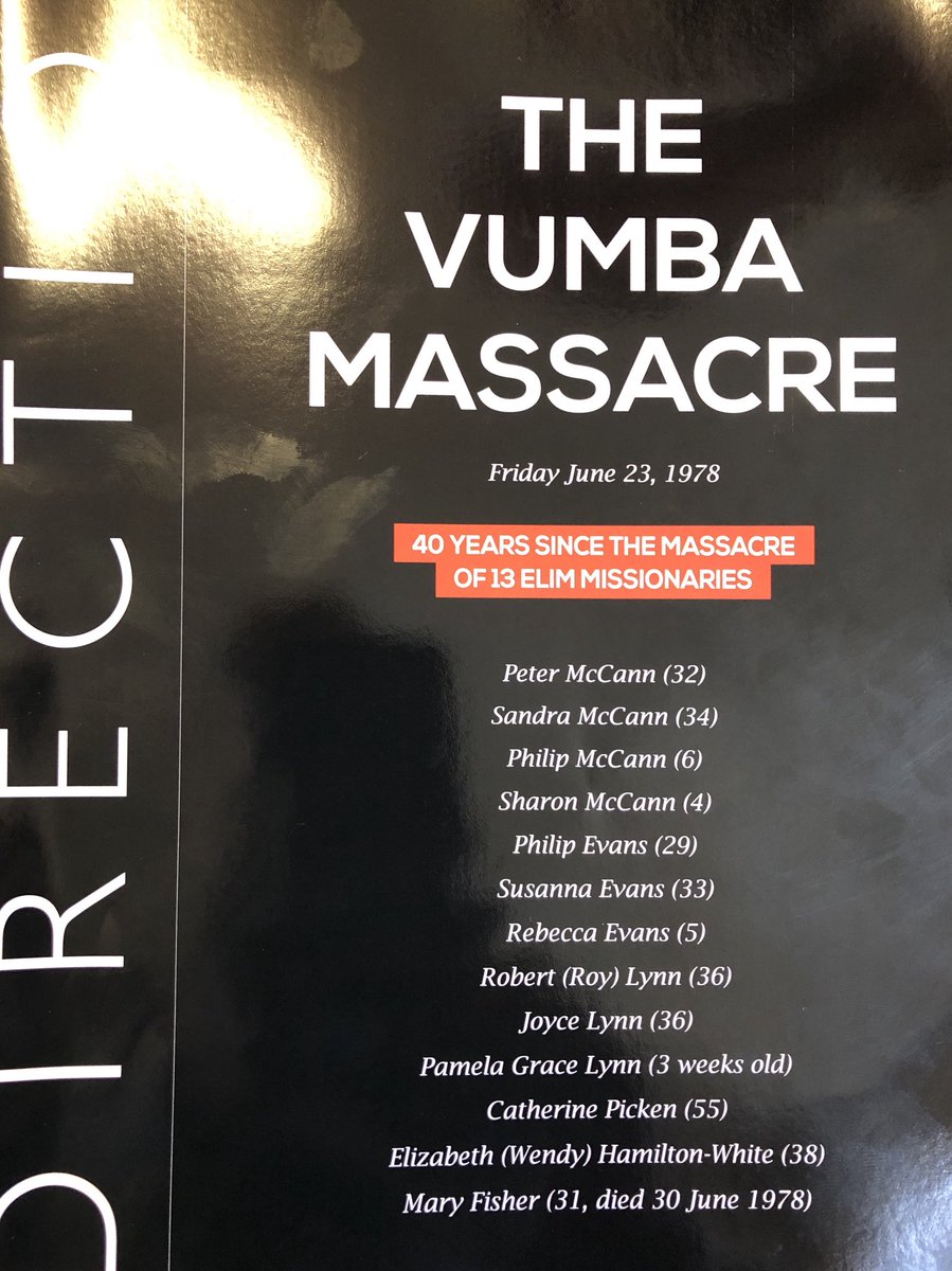 Today is the 40yr Anniversary of the massacre of 13 #Elim missionaries in former Rhodesia now Zimbabwe in Elim churches around the world we remember them &amp; proclaim the gospel of Jesus whom they served - a message of forgiveness, real peace and hope for everyone #hopefornations