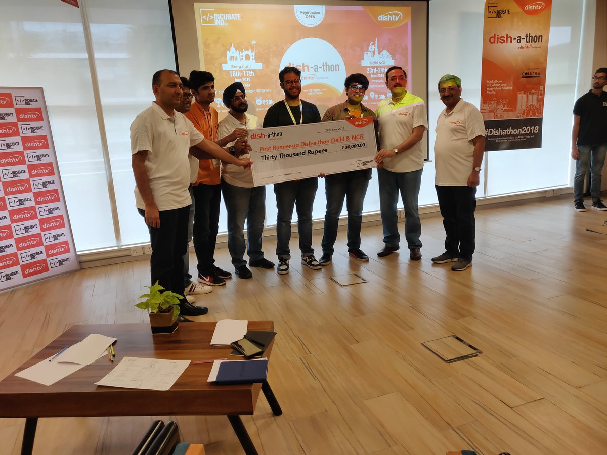 IncubateIND's tweet photo. First Runner Up
@DishTV_India @redbullindia #Dishathon2018 #cowrks #Cowrkscommunity #IncubateIND #dishathon #brewhouseicetea #FIFAWorldCup @IncubateIND @rsardana @samkitsharma @BabuBegOfficial @Kaustav_kochu @CoWrks @garrygoel @punit030593 https://t.co/dJT72jfzHy