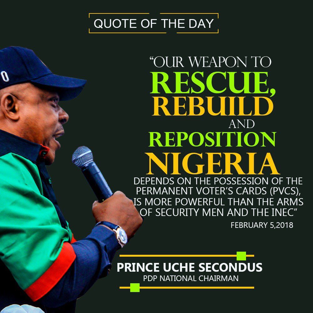 S2S4A2019's tweet photo. Our weapon to rescue, rebuild and re-position Nigeria depends on the possession of our Permanent Voter’s Cards (PVCs) “with .@atiku candidacy”, they’re more powerful than the arms of security men and the INEC.
.@Zeal_Concept .@ChynedOfficial .@OlaFabiyi2 .@AASGUB .@benmurraybruce https://t.co/2xSewlWtIt