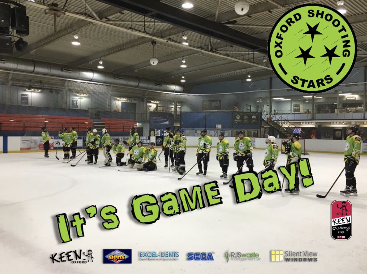 🏒🥅 IT’S GAME DAY 🥅🏒

We’re in action tonight at Oxford Ice Rink in the first of two KEEN Challenge Cup playoff games against RAF Bluewings Ice Hockey Club. 

Come on you Shooting Stars 💚💛💫🏒