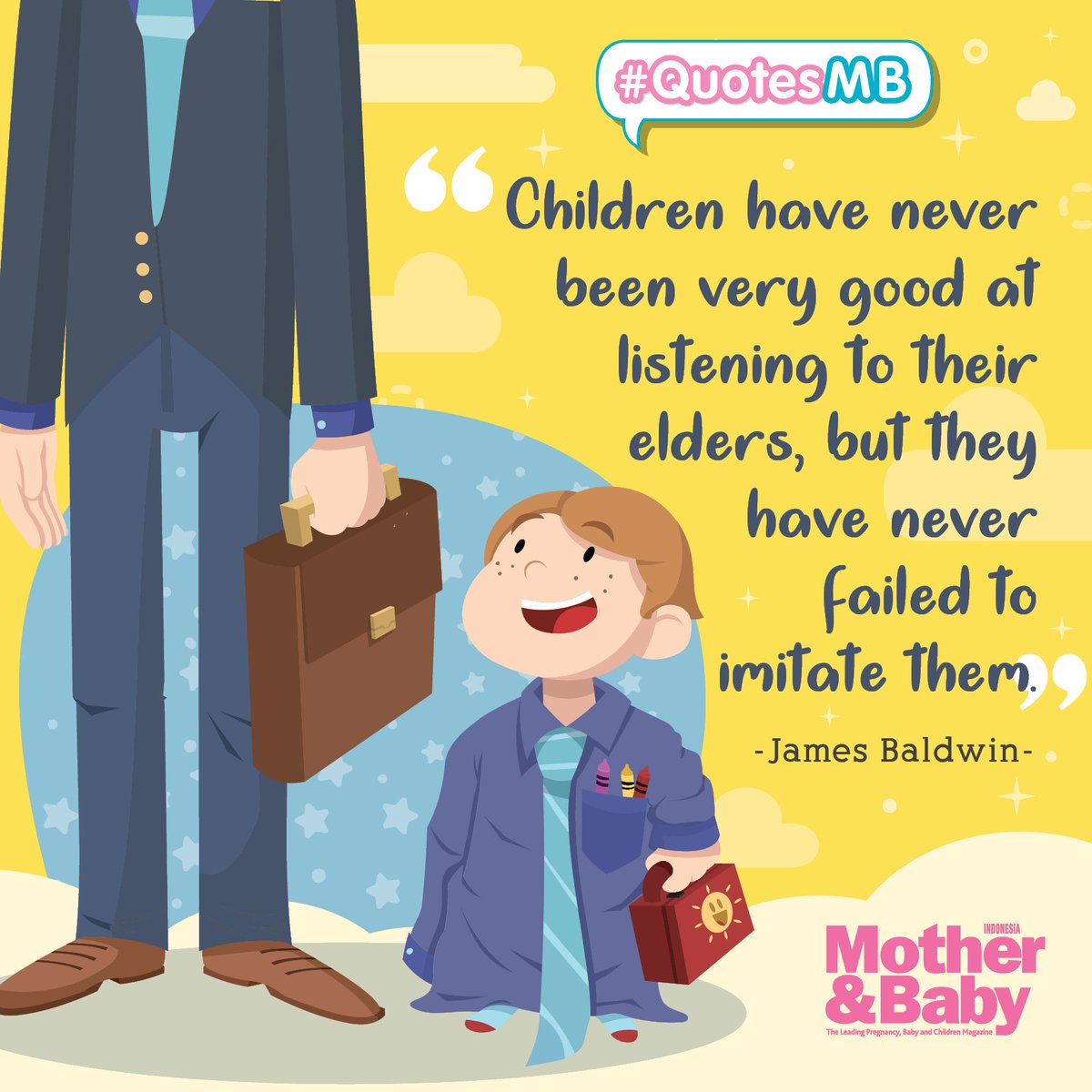 motherandbeyond's tweet photo. Si Kecil memang peniru ulung, Moms. Seringkali mereka dengan mudahnya mengikuti kebiasaan orang tua, maupun tokoh di film kartun favoritnya 😄
Untuk itu, berikan contoh yang baik jika ingin anak tumbuh dengan baik. Semangat terus, Moms! ❤️ #QuotesMB https://t.co/U7cWn3QrP7