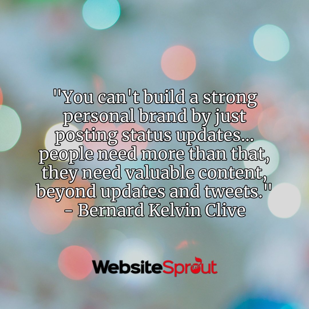 Websitesprout's tweet image. "You can't build a strong personal brand by just posting status updates... people need more than that, they need valuable content, beyond updates and tweets." - Bernard Kelvin Clive

buff.ly/2Gcbqvq

#inspirationalquote #motivationalquote