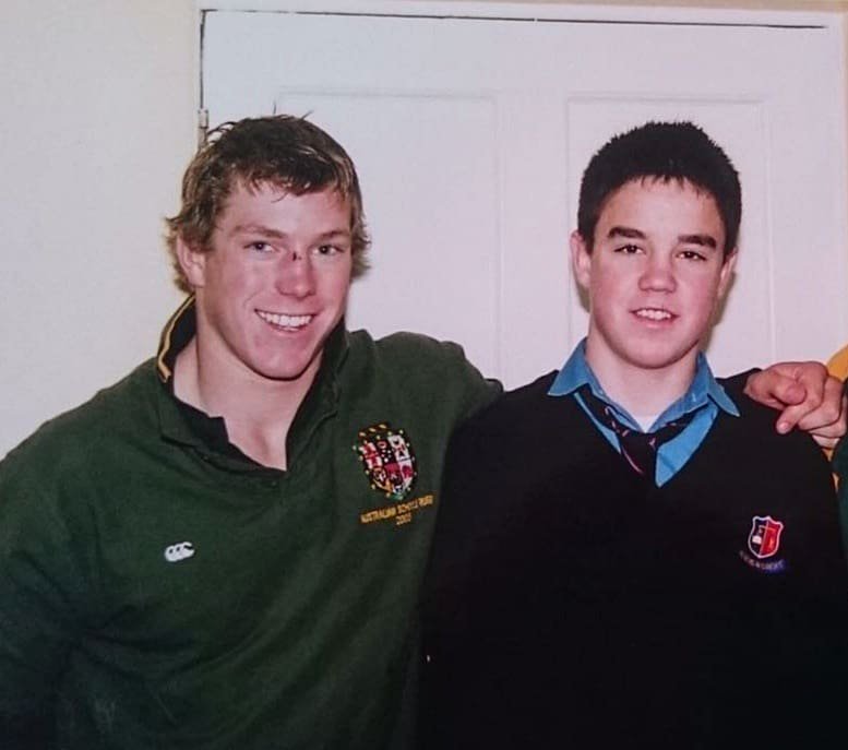DavidPocock's tweet image. In 2005 on the Australian Schoolboys tour of UK and Ireland we were billeted out with families in Limerick. The family I was billeted with: the Murrays. I don't think @ConorMurray_9 or I were thinking we'd go on to face each other in test rugby. Great to catch up after the game.