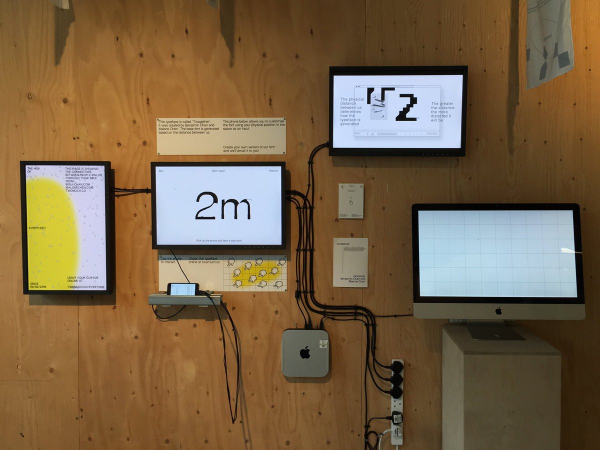 ThinkingType's tweet photo. Strong showing of type design @csmgraphics BAGD show including font from https://t.co/c5BY2gSm1x that responds to physical locations of designers : works best when they’re together, just like them. https://t.co/zelZtqh7md