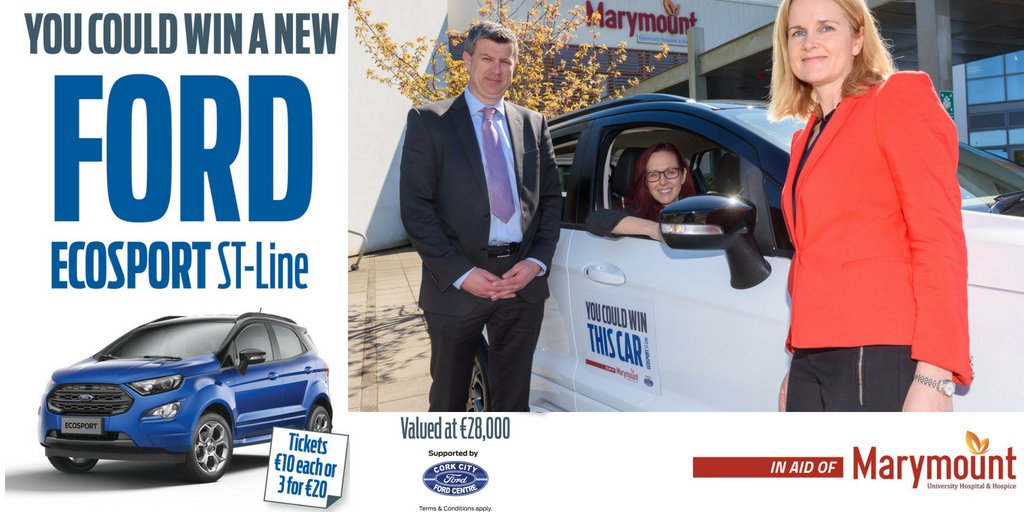 marymountcork's tweet image. You have the chance to win a brand new Ford ECOSPORT St-Line valued at €28,000 in aid of Marymount courtesy of Cork City Ford Centre. Tickets cost €10 each or 3 for €20. Buy online now through the link below. #CarDraw
buff.ly/2MKfXrJ