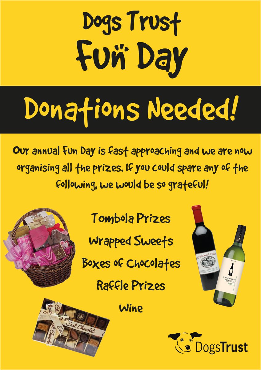 As our #OpenDay approaches, we're hoping our amazing #supporters will #help us by #Donating some #RafflePrizes for our #FunDay #Tombola. Gifts suitable for #Dogs and people will be gratefully received! #leeds #leedscharity #charitydonations #givingback #charityappeal <a href="/DogsTrust/">Dogs Trust 💛🐶</a>