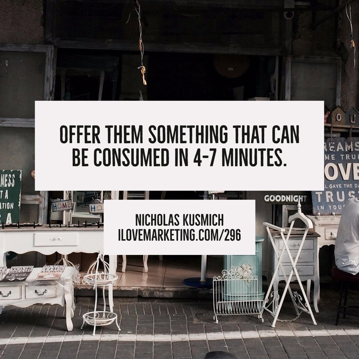 ilmpodcast's tweet photo. “Offer them something that can be consumed in 4-7 minutes.” 
 
@NicholasKusmich
 
https://t.co/7TMgN6YXKI https://t.co/SnQmLRsxa1