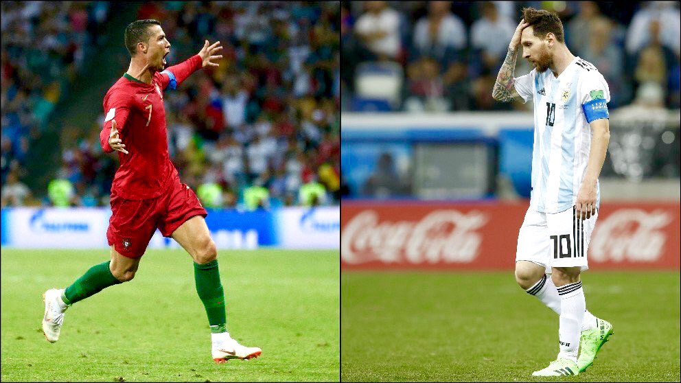 World Cup 2018: Cristiano Ronaldo: 2 apps 4 goals 10 shots 40% chance conversion Lionel Messi: 2 apps 0 goals 12 shots 0% chance conversion 😂😂😭😭😂😂 #WorldCup