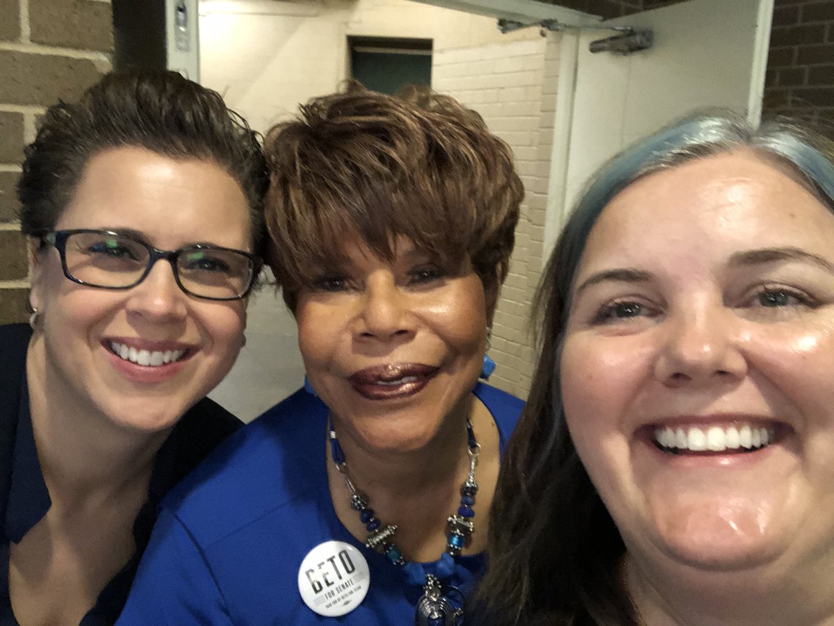 BeckleyforTX's tweet photo. Lorie &amp; Shirley waiting to go on stage after the Texas State House delegates!  #shepack #BlueWaveComing2018 #TexasDemocrats https://t.co/JXDEMPPOb1