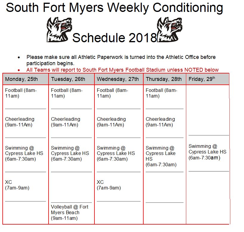 SFMHSWolfpack's tweet image. A look at this week ahead in @SouthFMHS @SFMHSWolfpack Athletics #SummerFun #Allin #PackAttack