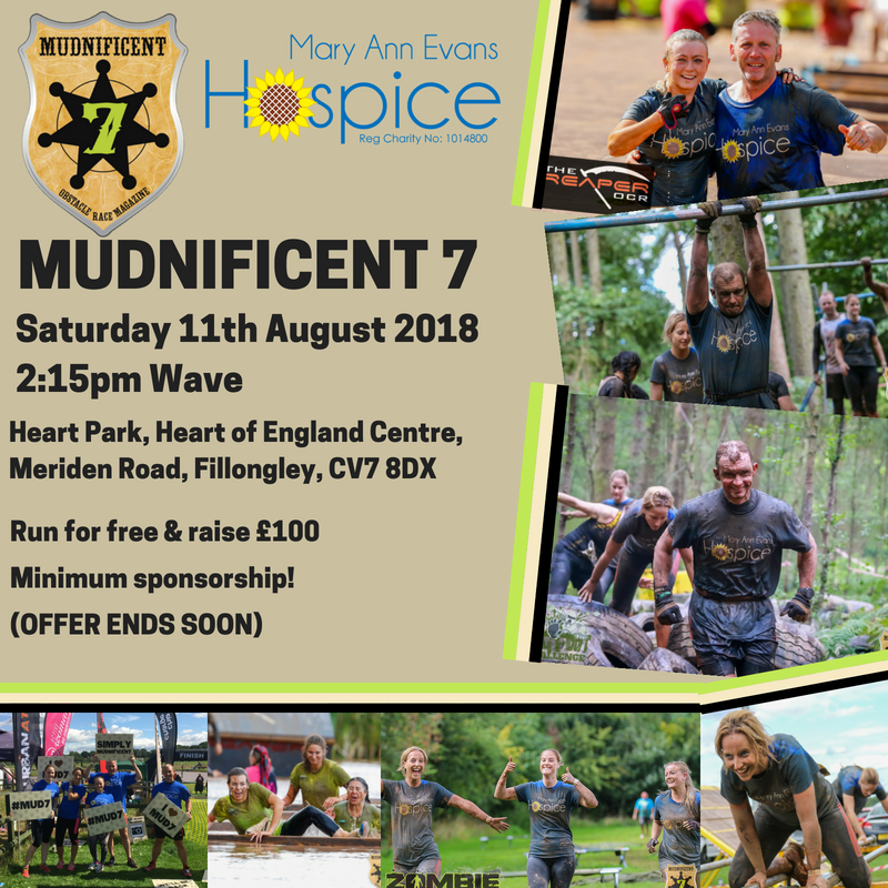 maehospice's tweet photo. FOR A LIMITED TIME ONLY: We are cutting our registration fee of £35 for @ORAEXPO #Mudnificent7! Run for free & raise £100 Sponsership for the #Hospice & join in on the #muddiest, 7 site #obstaclecourse around! Book your place today: https://t.co/OzHpwjQ3z0 #mudrun #NorthWarks https://t.co/YAI9kwdq2j