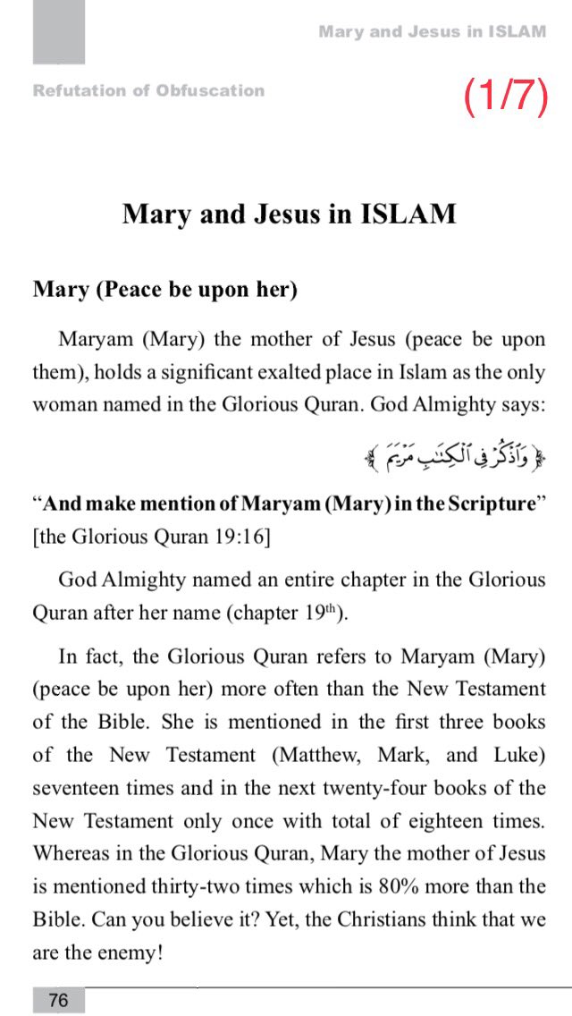 Ref_Obf's tweet photo. Chapter (5):
#Mary and #Jesus in #ISLAM

#Allah Almighty says:
﴿وجعلناها وابنها آية للعالمين﴾
“and We made her (Mary) and her son (Jesus) a sign for the whole world”
[the Glorious #Quran 21:91]

❁ Mary (peace be upon her) in ISLAM

❁ The Story of the #Birth of Mary

📚(1/2)📚 https://t.co/weZ3SMjXch
