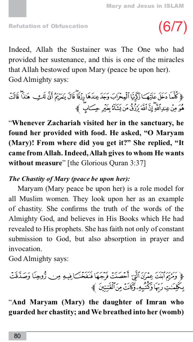 Ref_Obf's tweet photo. Chapter Five (5):
#Mary and #Jesus in #ISLAM

#Allah Almighty says:
﴿وجعلنا ابن مريم وأُمَّهُ آية﴾
“And We made the son of Mary (Jesus) and his mother as a Sign”
[the Glorious #Quran 23:50]

❁ The #Miraculous Sustenance

❁ The #Chastity of Mary

❁ The Glad Tidings

📚(2/2)📚 https://t.co/Abm4B9g9Qc