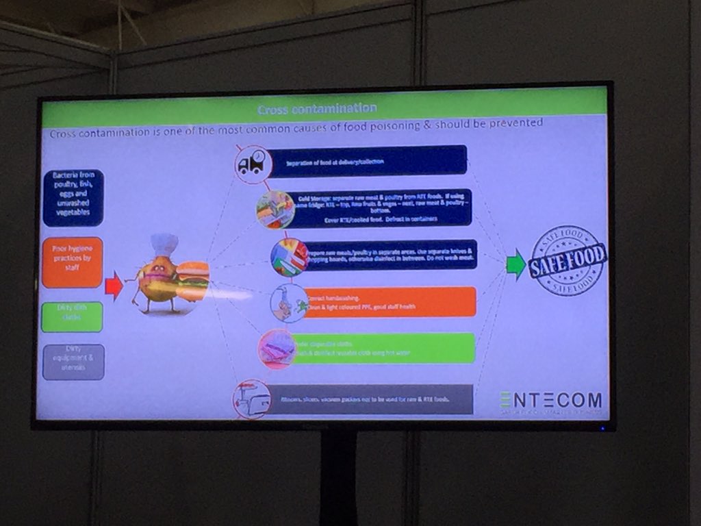FoodFocusSA's tweet photo. @Entecom_SA talking on good kitchen practices and the 4C's as part of the R364 Masterclass at @AfricaBig7 Food Leaders Forum today #crosscontamination #R364 https://t.co/xyz0kYMUT4