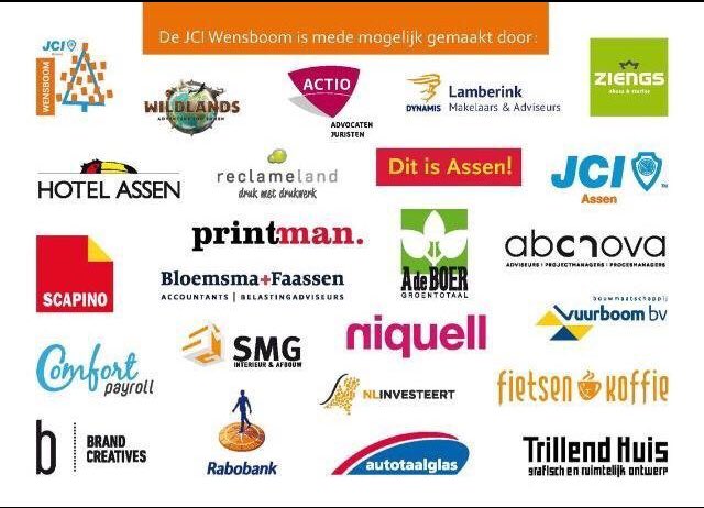 De uitvoering van de wensen van de <a href="/JCIAssen/">JCI Assen</a> Wensboom wordt mogelijk gemaakt door een heleboel sponsoren! #dankbaar