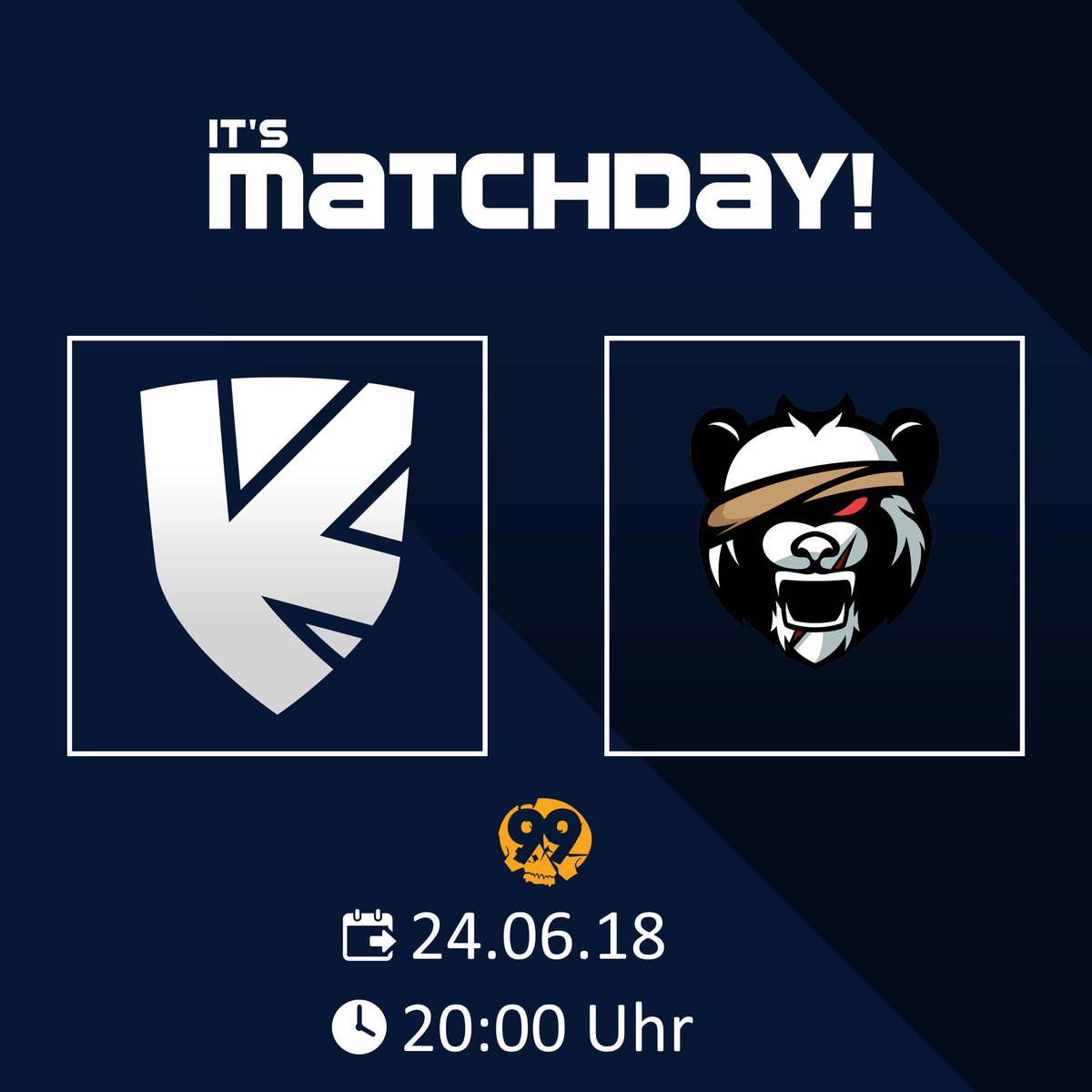 +++Matchday+++
Heute müssen die ersten Punkte in der 99Damage Liga her! Es geht gegen <a href="/MortalPandas/">Mortal Pandas</a>. Feuert uns an und seid live dabei, ab 20 Uhr!

🏆<a href="/99DAMAGEde/">99Damage</a> Division 3.14
🗓️24.06.18
🕜20:00 Uhr
📺twitch.tv/esportmaniatv

#99liga #knowledgeispower 💪