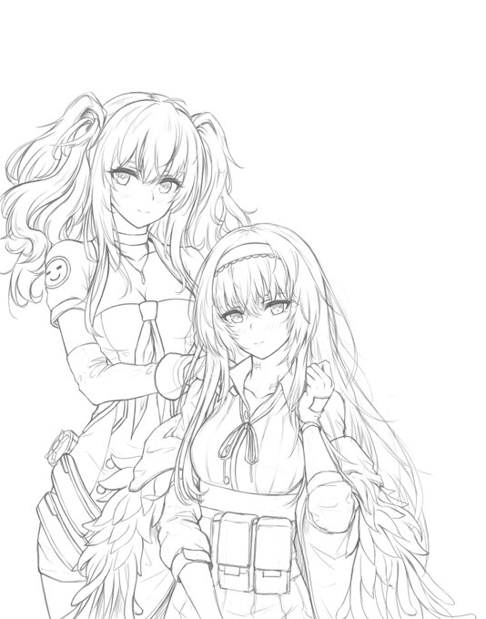 @gmile01 안녕하세요. 뉴이님 방송보다가 그림 한번 올려봐요!
소녀전선의 캘리코와 썬더입니다. 