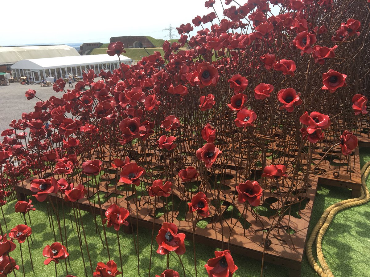 CraigWillcock's tweet photo. Lovely morning walk from Portchester up to Fort Nelson to see the #PoppiesWave #PoppyTour and back to now watching England 🏴 thrash Panama 🇵🇦 @Fort_Nelson https://t.co/X0TYqrUv6D