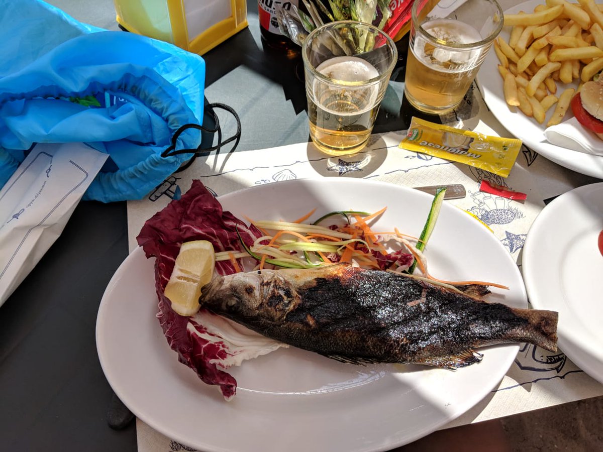 06_atulgaurav's tweet photo. #MeAndMarsha enjoying Lunch at #tuerredda #Beach .#DeliciousFood #FarmFish #Sardegna #Beer , Dessert #Seadas. https://t.co/EyGgGii2qe
