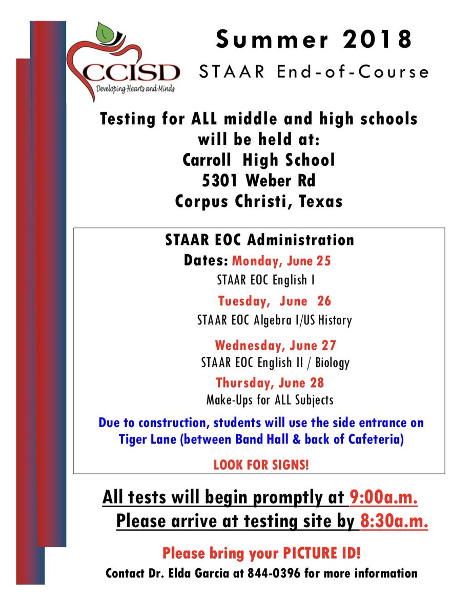 DrSandraClement's tweet photo. Itβs STAAR retesting week! Take an ID, if you donβt have one, they will look u up on the system. You need to pass these exams to graduate. Bus leaves Moody at 8:00 every day. Make time to be there. Message me with ANY questions. Good luck!! #MoodySTRONG #needtograduate #ugotthis https://t.co/pjshlAqSfV