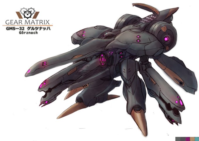 【GMS‐32 ゲルツナッハ】
GM社製新型高機動攻撃機。来るべき決戦に向け本社部隊やグレガー軍団に先行量産配備された。重力波砲による長距離砲撃を主任務とする。連式A9型複合縮退炉を搭載し、量産機の中でもずば抜けて高い機動力を有する。内装武装は一癖あり。ひさびさに仕上げたメカ絵です(*'▽`*) 