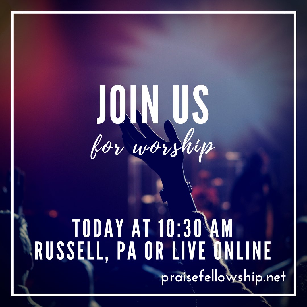 PFChurch's tweet photo. Join us this morning at 10:30 AM in Russell or live online at https://t.co/w7BRuWEq4Y

Praise Fellowship
7451 Market Street
Russell, PA 16345

#watchlive #yourewelcome #comeasyouare https://t.co/usEOABRin2