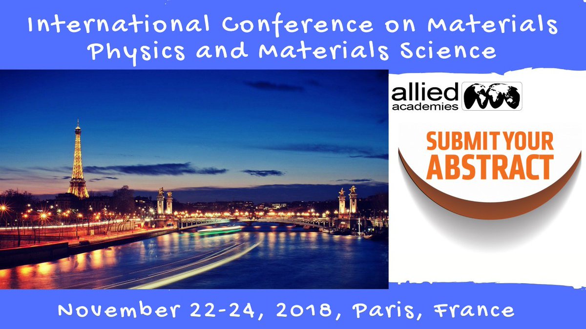 alliedmeet's tweet photo. #MaterialsPhysicsConference2018 aims to generate new investigations and #collaboration between #scientists. We also are very interested to #welcomestudents and #postdoctoral_researchers
For details: https://t.co/NTD02OW20F
#AlliedAcademies #AlliedMeet https://t.co/1Va3093G57