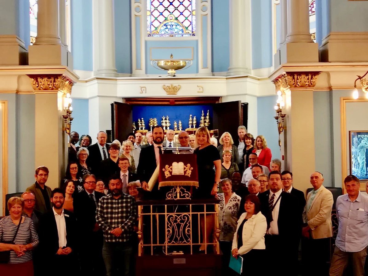 Rowan_Draper's tweet photo. Councillors with @marievanderzyl @BoDPres and other dignitaries during the tour of the Singer’s Hill synagogue in Birmingham at the @BoardofDeputies @JLC_uk #JewishMidlands Councillor’s Conference https://t.co/mmnjxBSVCB