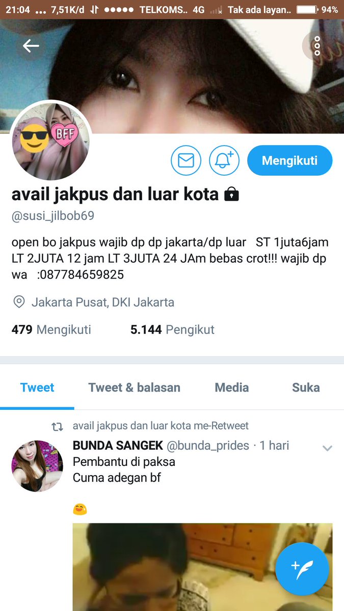 rezahadtk's tweet photo. Hati hati yang mau BO ini orang . udah di tf mala di blok .. sampah ini orang
#openbo #bisyarBo #jilbob #openbojilbob #openbojakarta @POLICE_ANGEL https://t.co/rbBOlQtA86