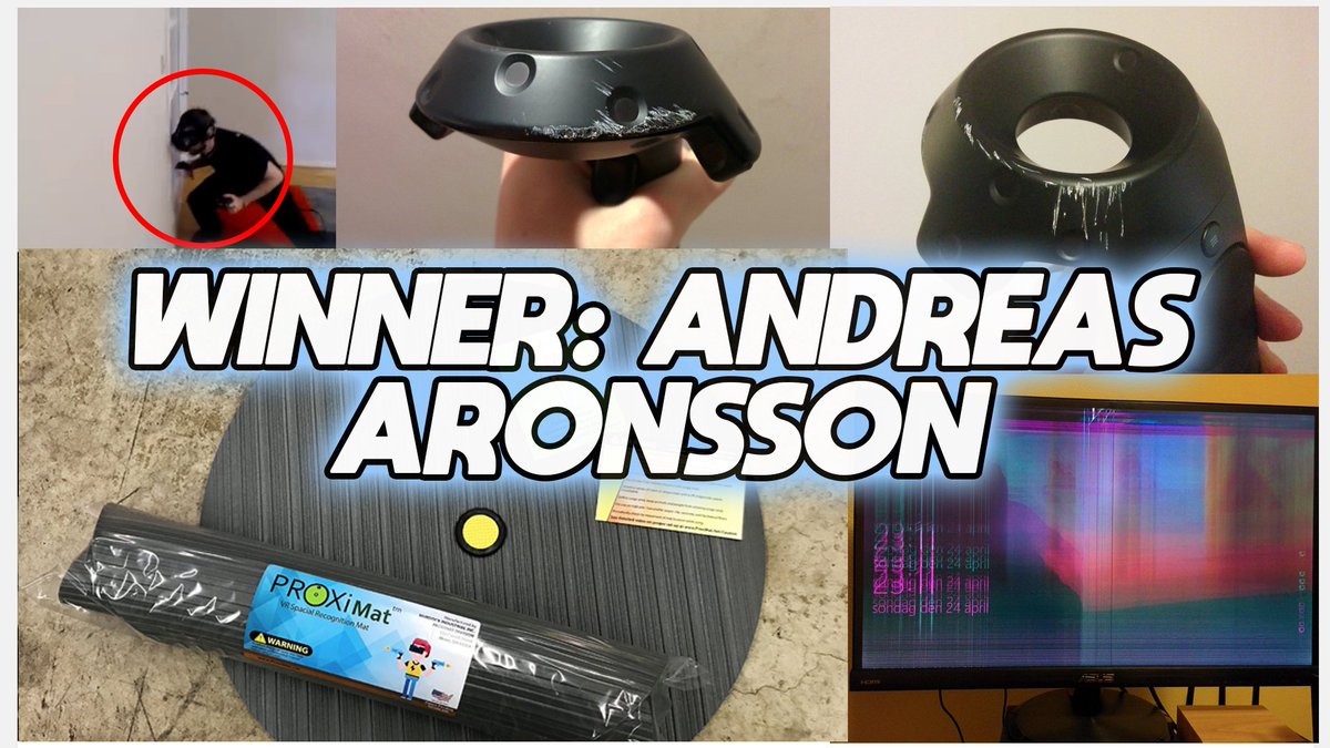 GIVEAWAY WINNER!! <a href="/BOLL7708/">Andreas "BOLL" Aronsson</a> is the winner of a 24" Proximat from <a href="/VR_ProxiMat/">Proximat</a>. Not only did he provide four stories but also shared pictures and a video proving the damage! Here's a clip of him headbutting the wall! Ouch 🙈streamable.com/hp3tw
