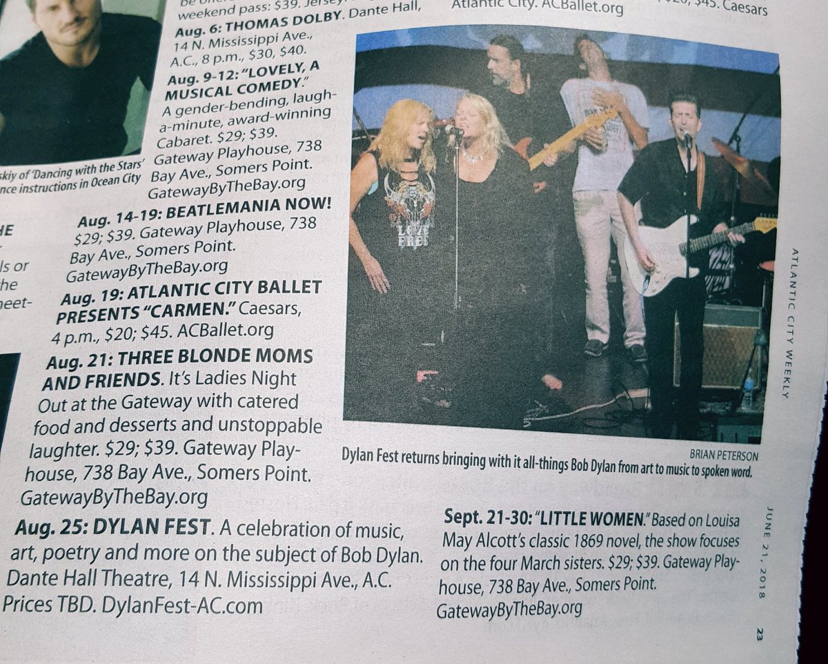 Dylan_Fest_AC's tweet image. Dylan Fest AC in this week&apos;s Summer Guide ... Thanks @ACWeekly @Dylan_Fest_AC @DHTheater