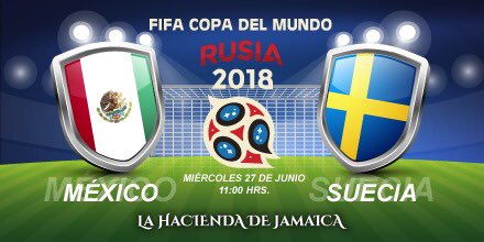 haciendajamaica's tweet photo. Y seguimos la emoción del Futbol #CopaFIFA2018 #MéxicoVsSuecia
Miércoles 27, de Junio, 2018
La Hacienda de Jamaica https://t.co/BCRwkjlA5j