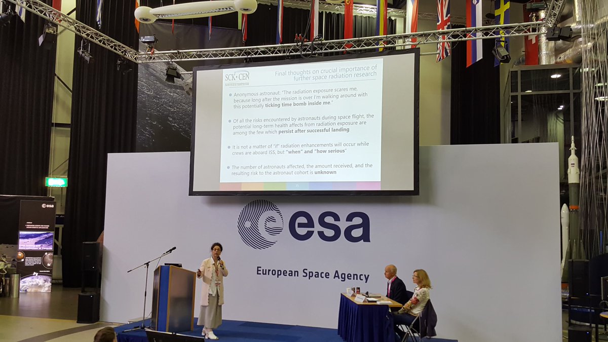 SarahBaatout's tweet photo. "Will space radiation stop human space exploration? presented by @sarahbaatout from #SCKCEN @esa #ISGP2018 #space. Here, crucial importance of #space #radiation #research
#spaceexploration #health #scicomm #WomenInSTEM #space #marsgeneration #Mars @SCKCEN @elonmusk https://t.co/awYMHGGuKZ