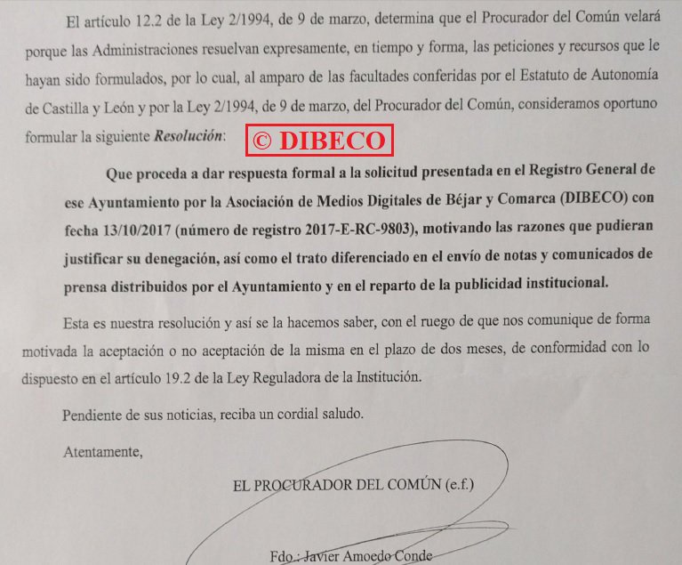 BejarFM's tweet photo. El Procurador del Común insta al Ayto. de #Béjar para que dé explicaciones a @bejardigitales sobre el veto a https://t.co/7dnnCknJ5p | Tendrá que responder “motivando el trato diferenciado en el envío de comunicados  y en el reparto de la publicidad" https://t.co/nDK2hhTdbU https://t.co/Q0QpfkjDXh