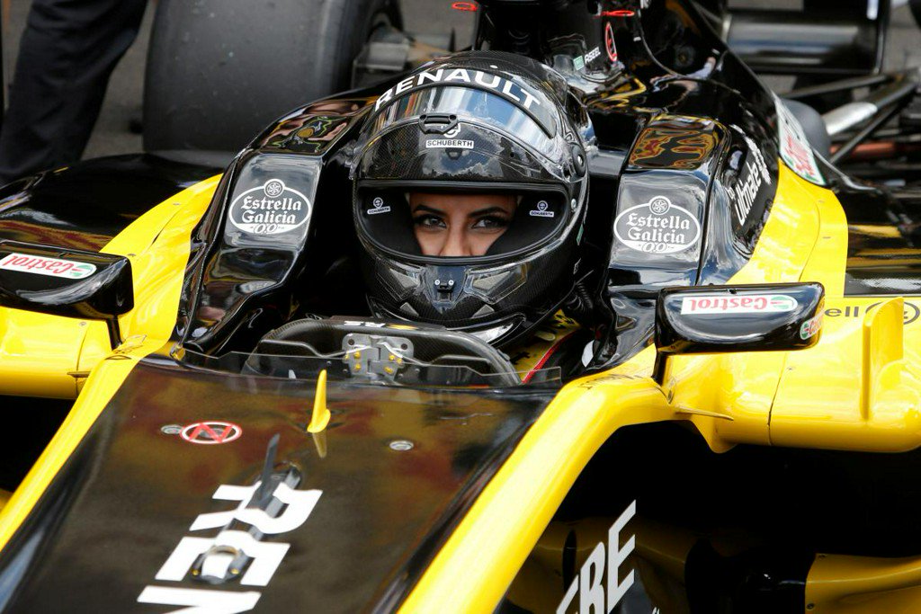 Reuters's tweet image. Saudi woman drives F1 car on historic day reut.rs/2KgsJww